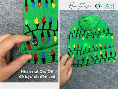 Nón Noel vải len có Led chớp nháy [Co giãn - Nhiều kiểu] NON-X-11